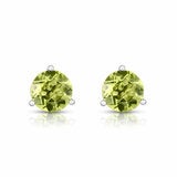 Round Cut Peridot Earrings 14ct White Gold