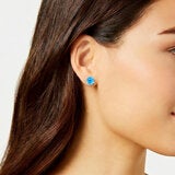 Round Cut Blue Topaz Earrings 14ct White Gold