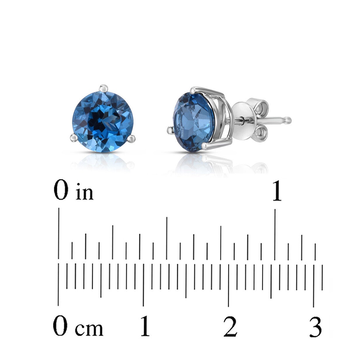 Round Cut London Blue Topaz Earrings 14ct White Gold