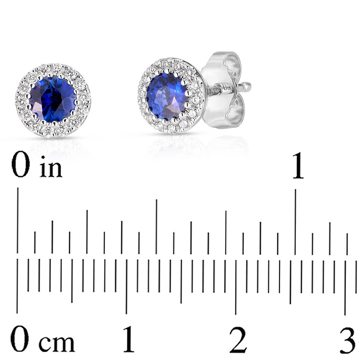 Round Cut Sapphire 0.17ctw Diamond Earrings 14ct White Gold