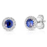 Round Cut Sapphire 0.17ctw Diamond Earrings 14ct White Gold