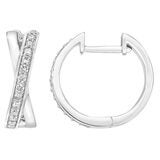 0.25ctw Cross Hoop Diamond Earrings 14ct White Gold