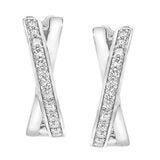 0.25ctw Cross Hoop Diamond Earrings 14ct White Gold