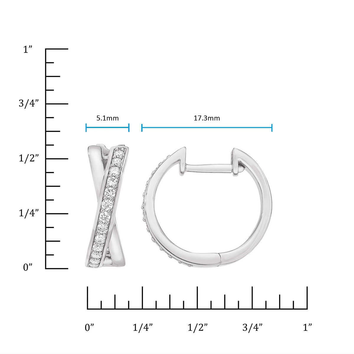 0.25ctw Cross Hoop Diamond Earrings 14ct White Gold