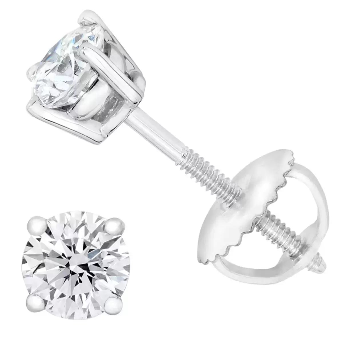 1.00ctw Round Brilliant Cut Diamond Stud Earrings Platinum