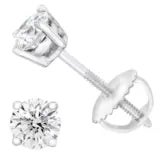 1.00ctw Round Brilliant Cut Diamond Stud Earrings Platinum