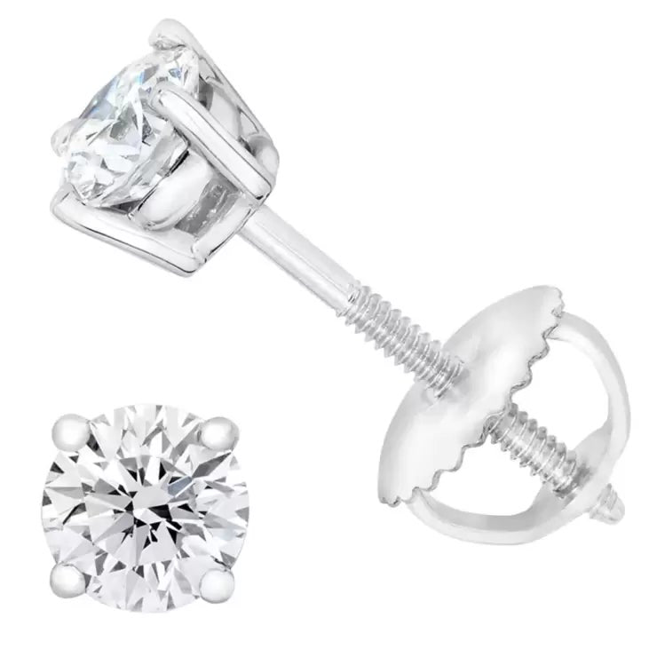 1.00ctw Round Brilliant Cut Diamond Stud Earrings Platinum