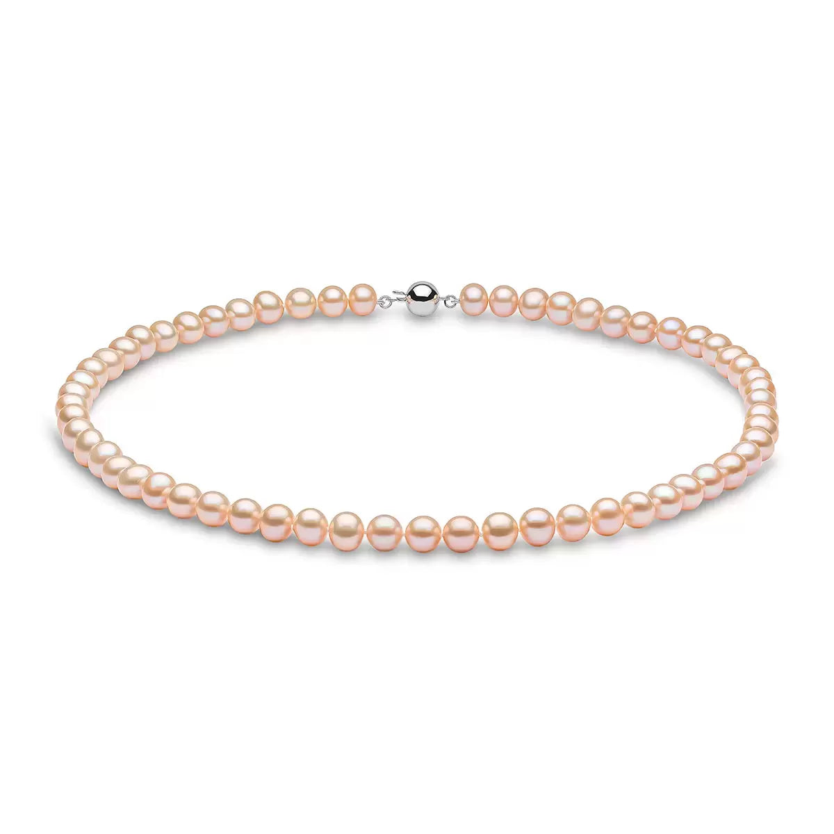 6-6.5mm Cultured Freshwater Peach Pearl Necklace, 18ct White Gold