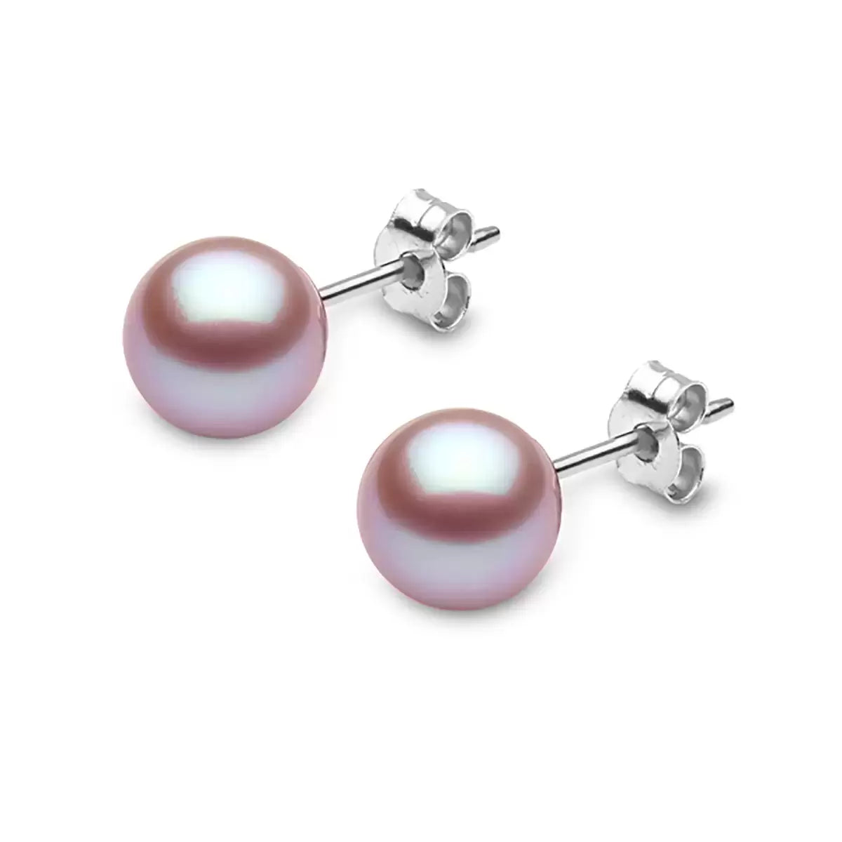 6.5-7mm Cultured Freshwater Pink Pearl Stud Earrings, 18ct White Gold