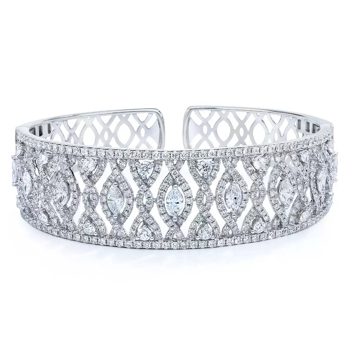 6.65ctw Marquise & Round Brilliant Cut Diamond Cuff, 18ct White Gold