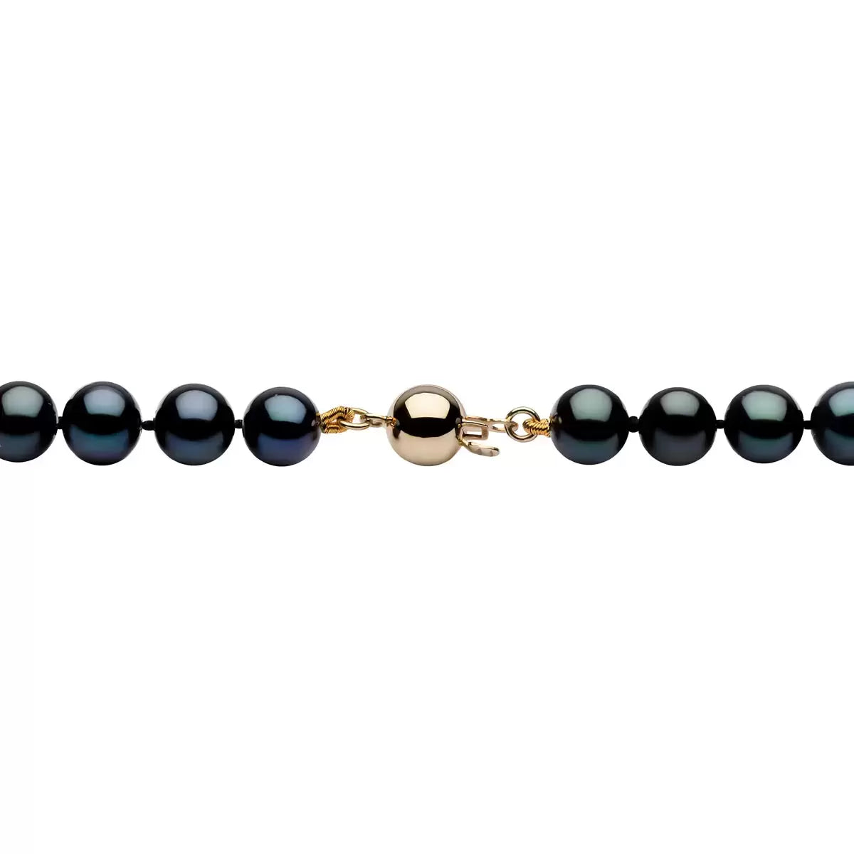 6-6.5mm Cultured Freshwater Black Pearl Necklace, 18ct Yellow Gold