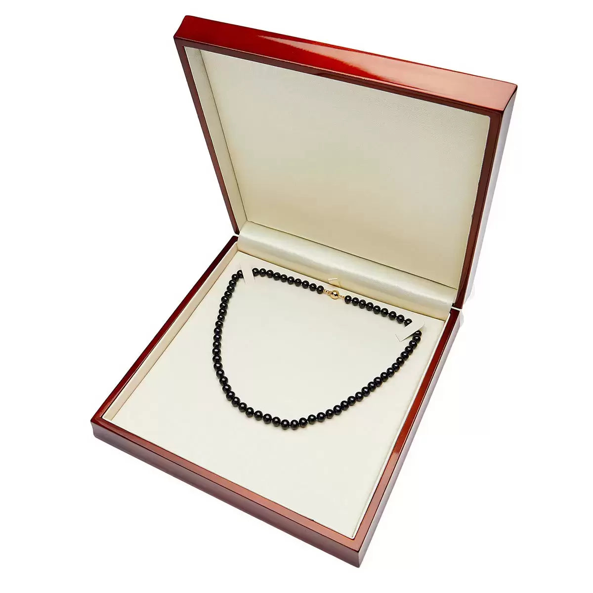 6-6.5mm Cultured Freshwater Black Pearl Necklace, 18ct Yellow Gold