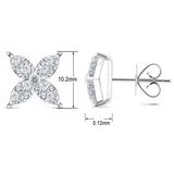 0.90ctw Round Brilliant Cut Diamond Flower Stud Earrings 14ct White Gold