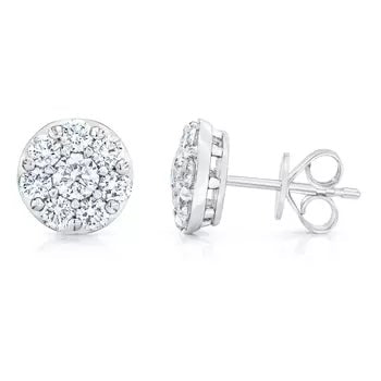 1.50ctw Round Brilliant Cut Diamond Stud Earrings 14ct White Gold