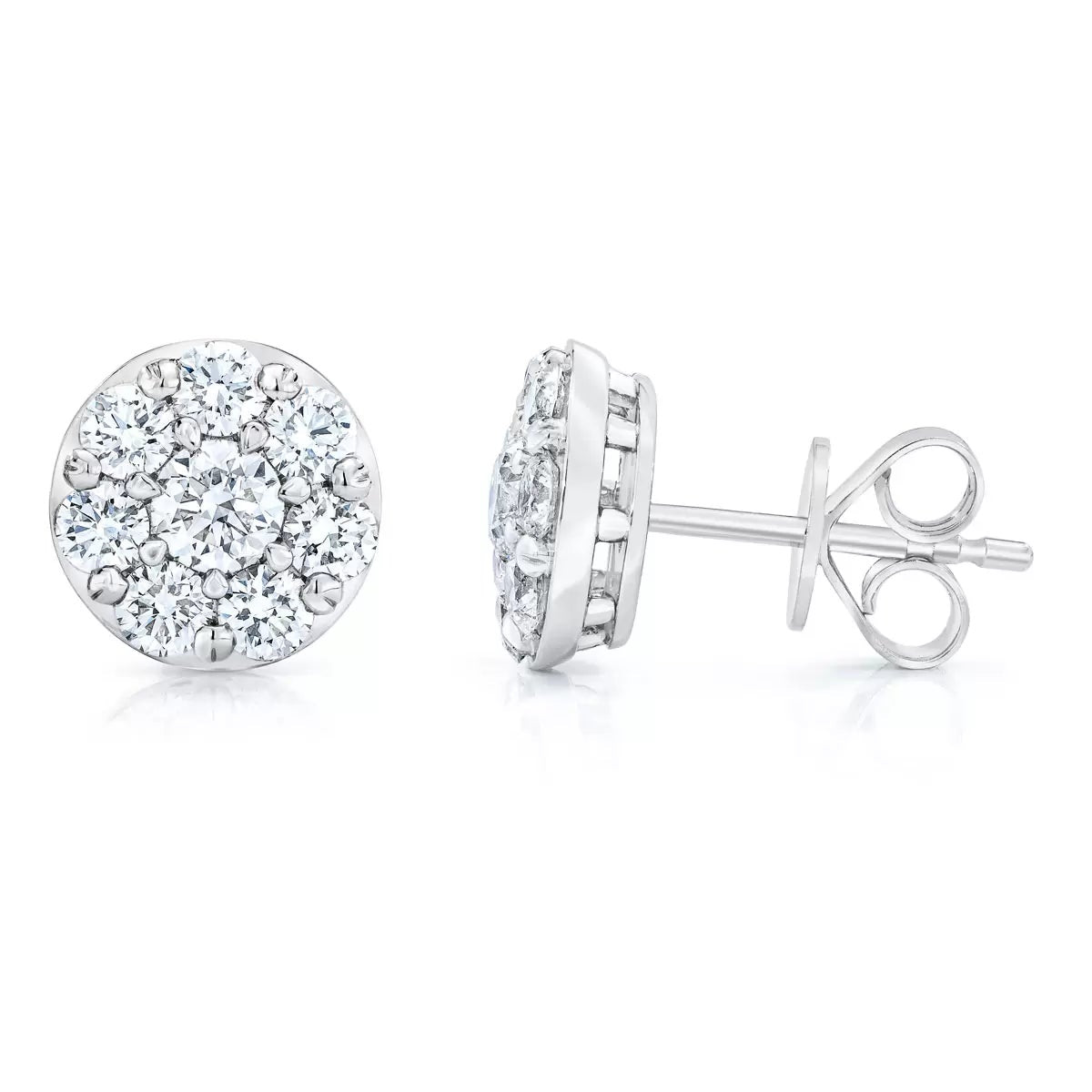 1.50ctw Round Brilliant Cut Diamond Stud Earrings 14ct White Gold