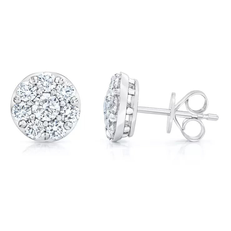 1.50ctw Round Brilliant Cut Diamond Stud Earrings 14ct White Gold