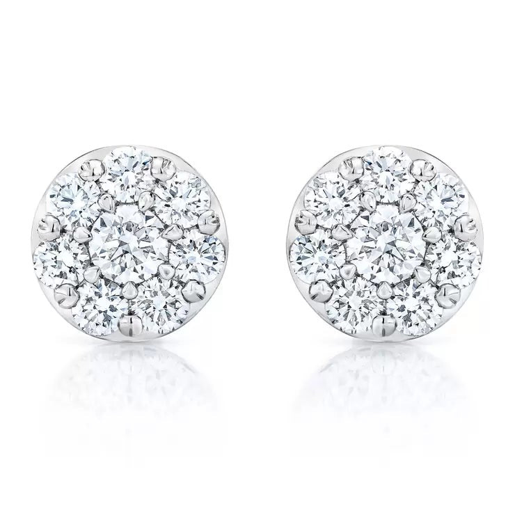 1.50ctw Round Brilliant Cut Diamond Stud Earrings 14ct White Gold