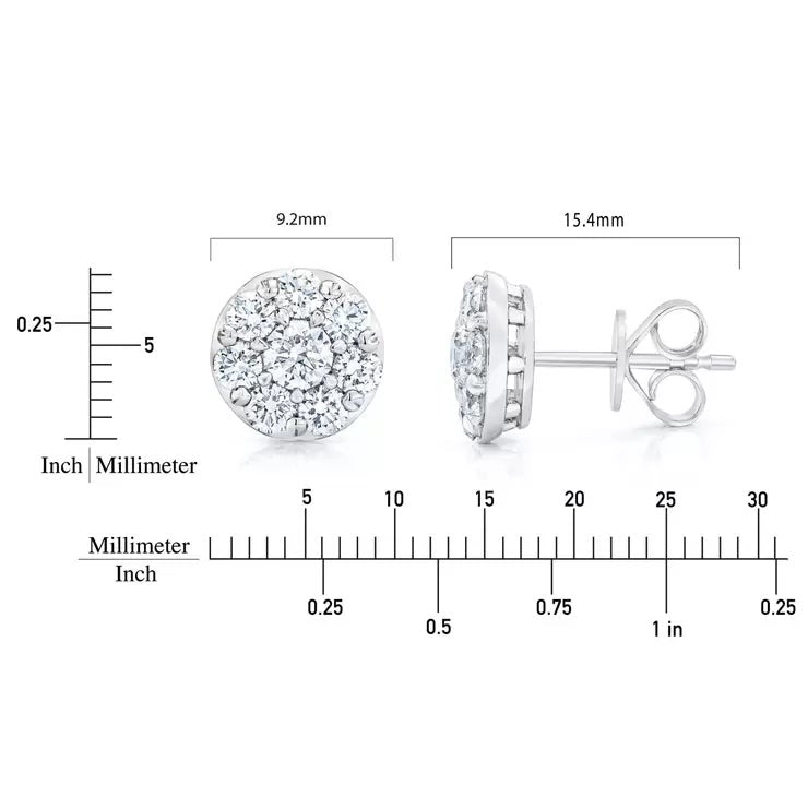 1.50ctw Round Brilliant Cut Diamond Stud Earrings 14ct White Gold