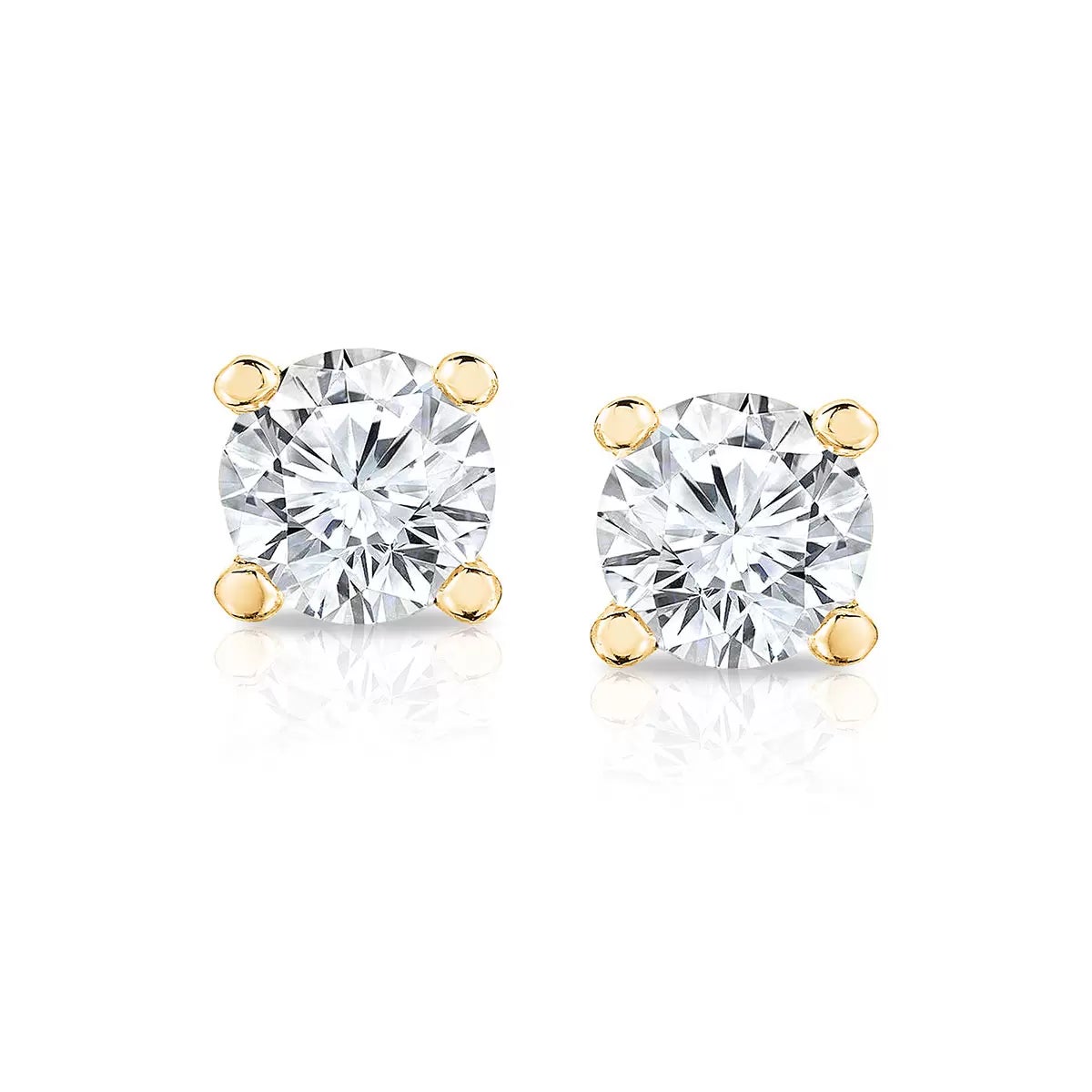 0.50ctw Round Brilliant Cut Diamond Stud Earrings 18ct Yellow Gold