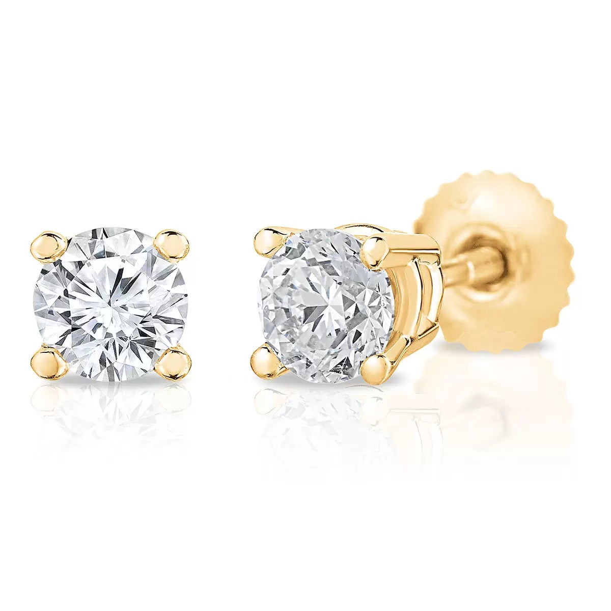 0.50ctw Round Brilliant Cut Diamond Stud Earrings 18ct Yellow Gold
