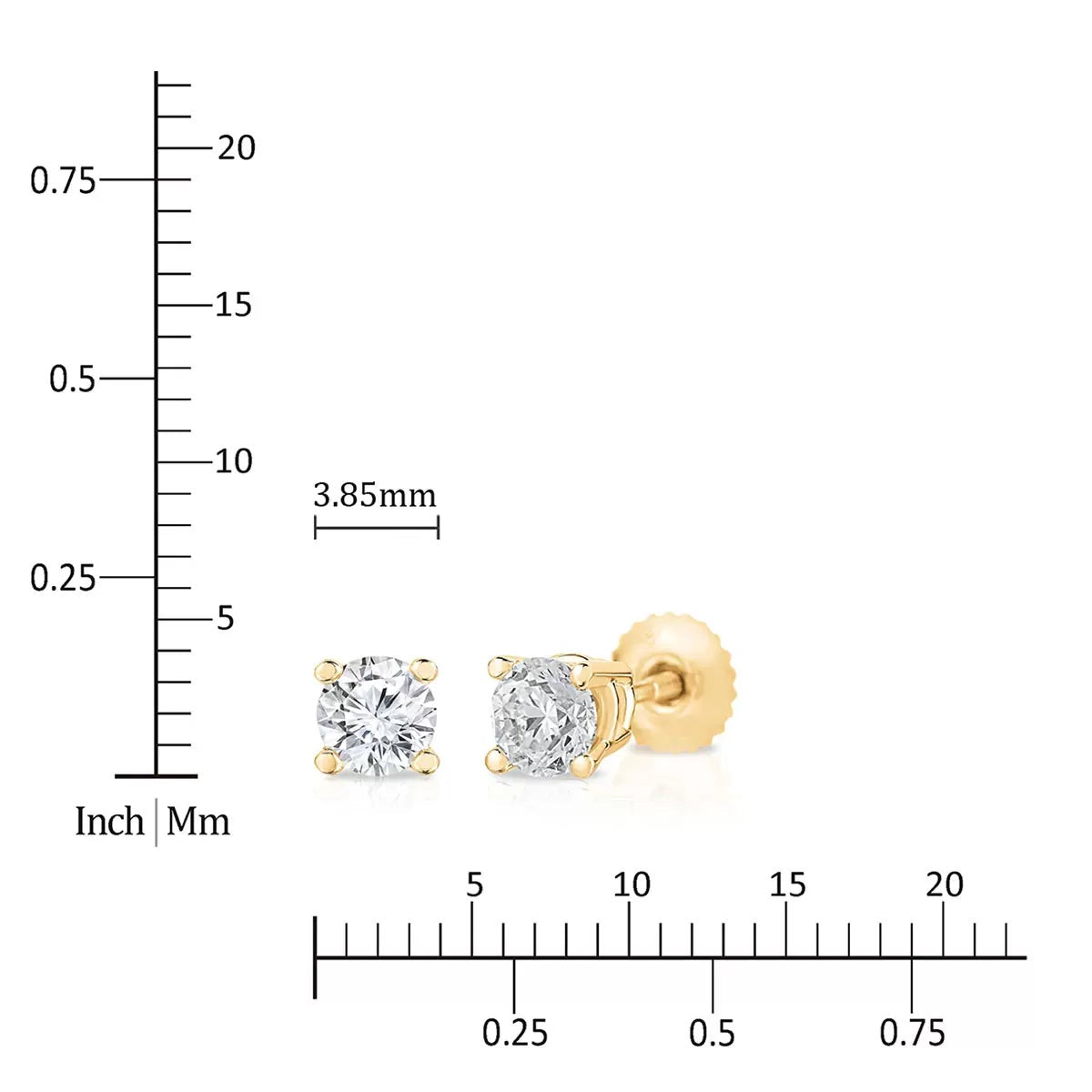0.50ctw Round Brilliant Cut Diamond Stud Earrings 18ct Yellow Gold