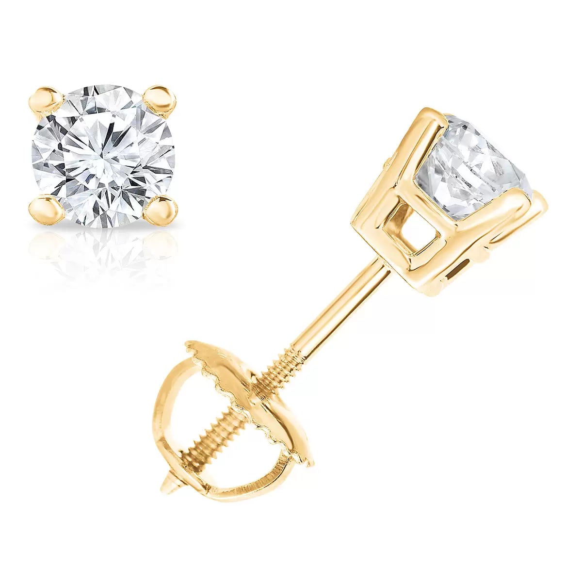 0.50ctw Round Brilliant Cut Diamond Stud Earrings 18ct Yellow Gold