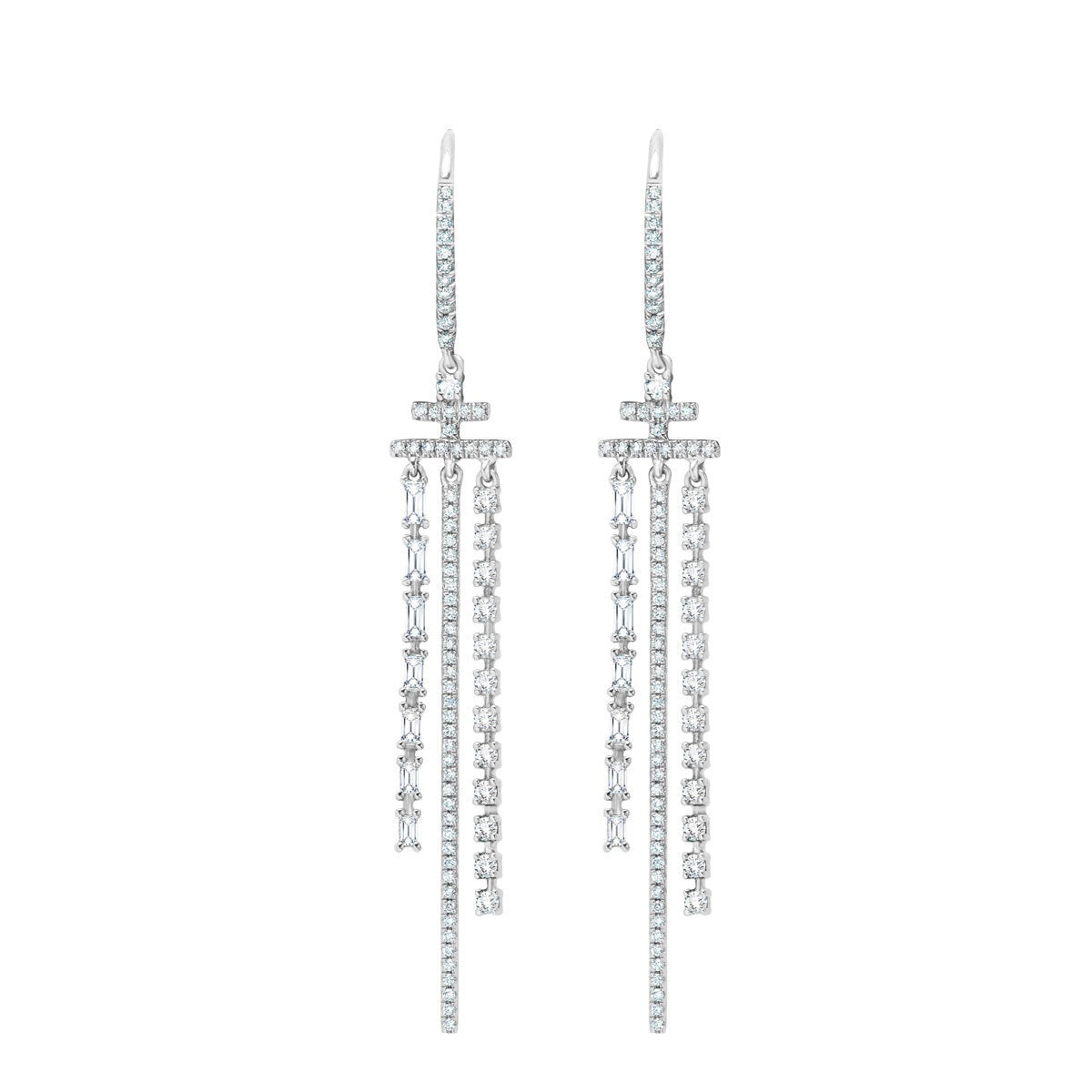 1.04ctw Round Brilliant Cut Diamond Dangle Earrings 18ct White Gold