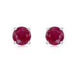 Round Cut Ruby Stud Earrings 14ct White Gold