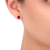 Round Cut Ruby Stud Earrings 14ct White Gold