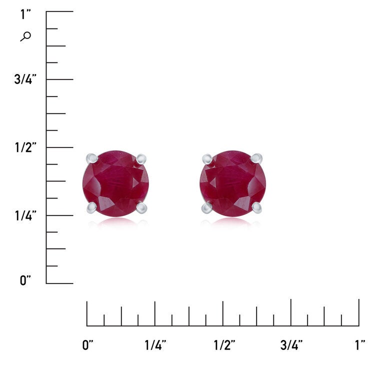 Round Cut Ruby Stud Earrings 14ct White Gold