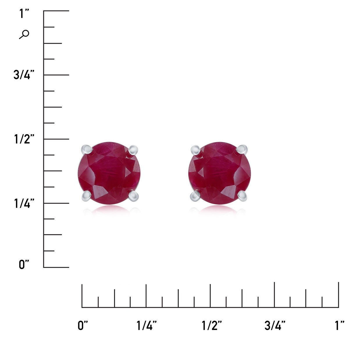 Round Cut Ruby Stud Earrings 14ct White Gold