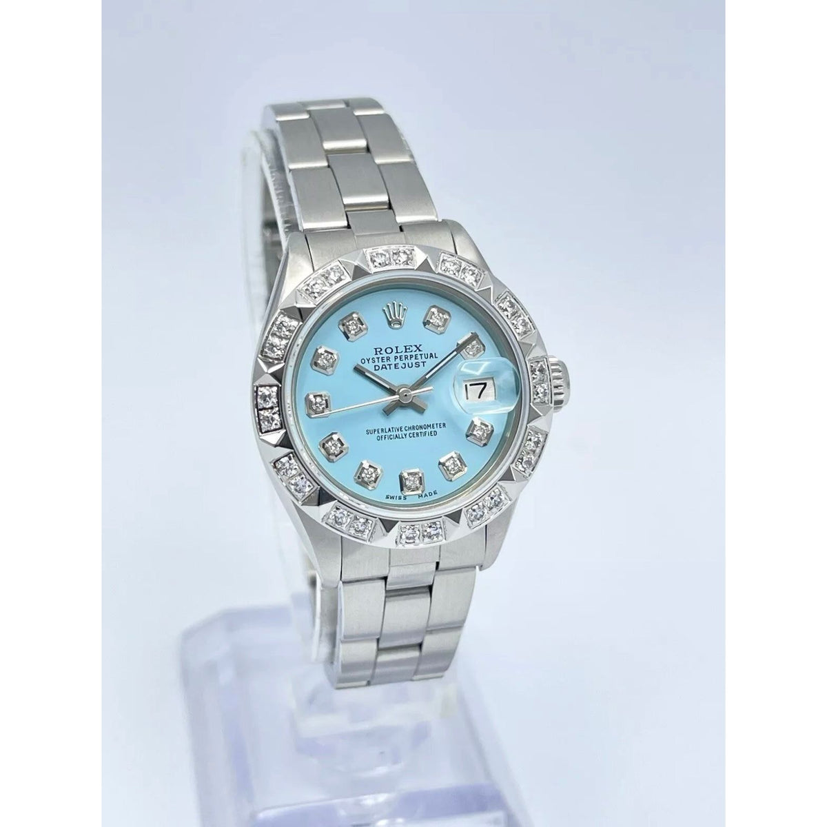 Ladies Rolex Datejust 26mm 6916 Diamond Dial Oyster Pyramid Bezel