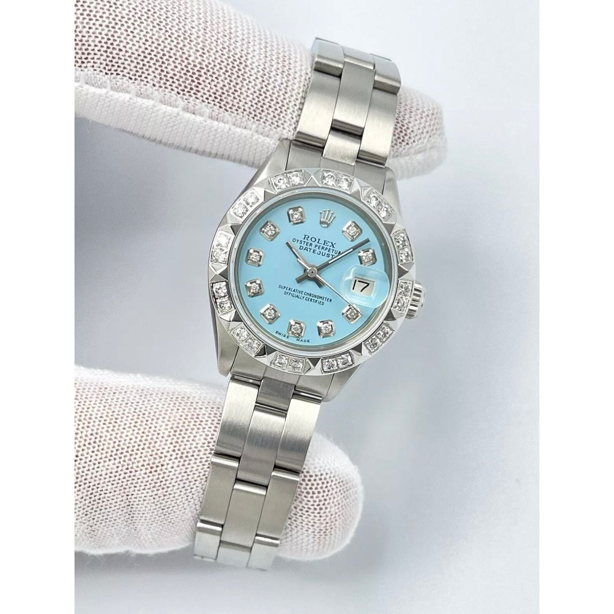 Ladies Rolex Datejust 26mm 6916 Diamond Dial Oyster Pyramid Bezel