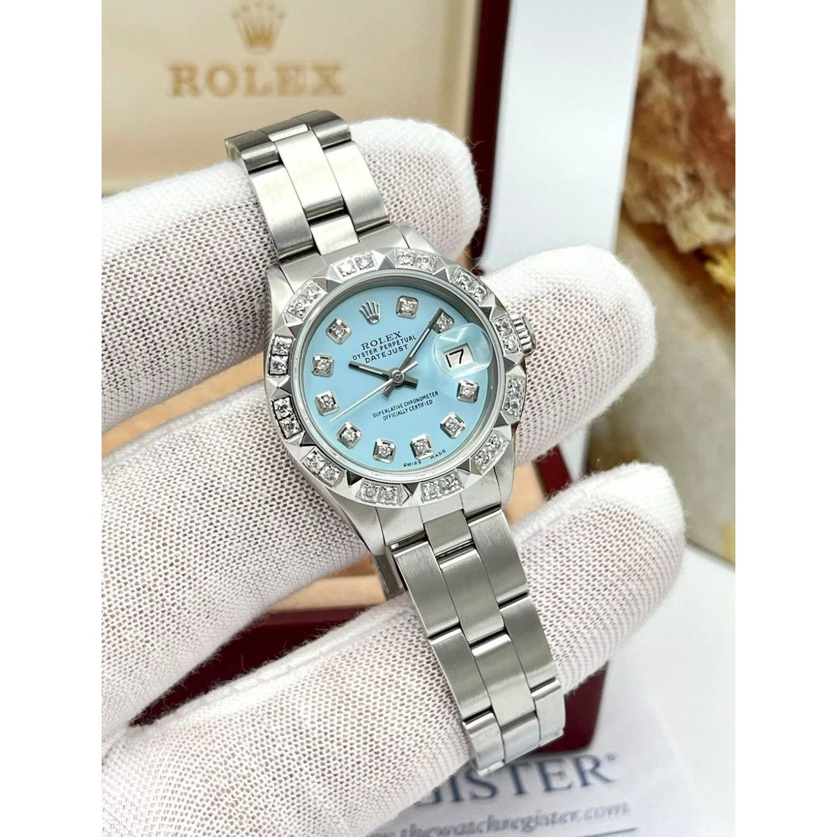 Ladies Rolex Datejust 26mm 6916 Diamond Dial Oyster Pyramid Bezel