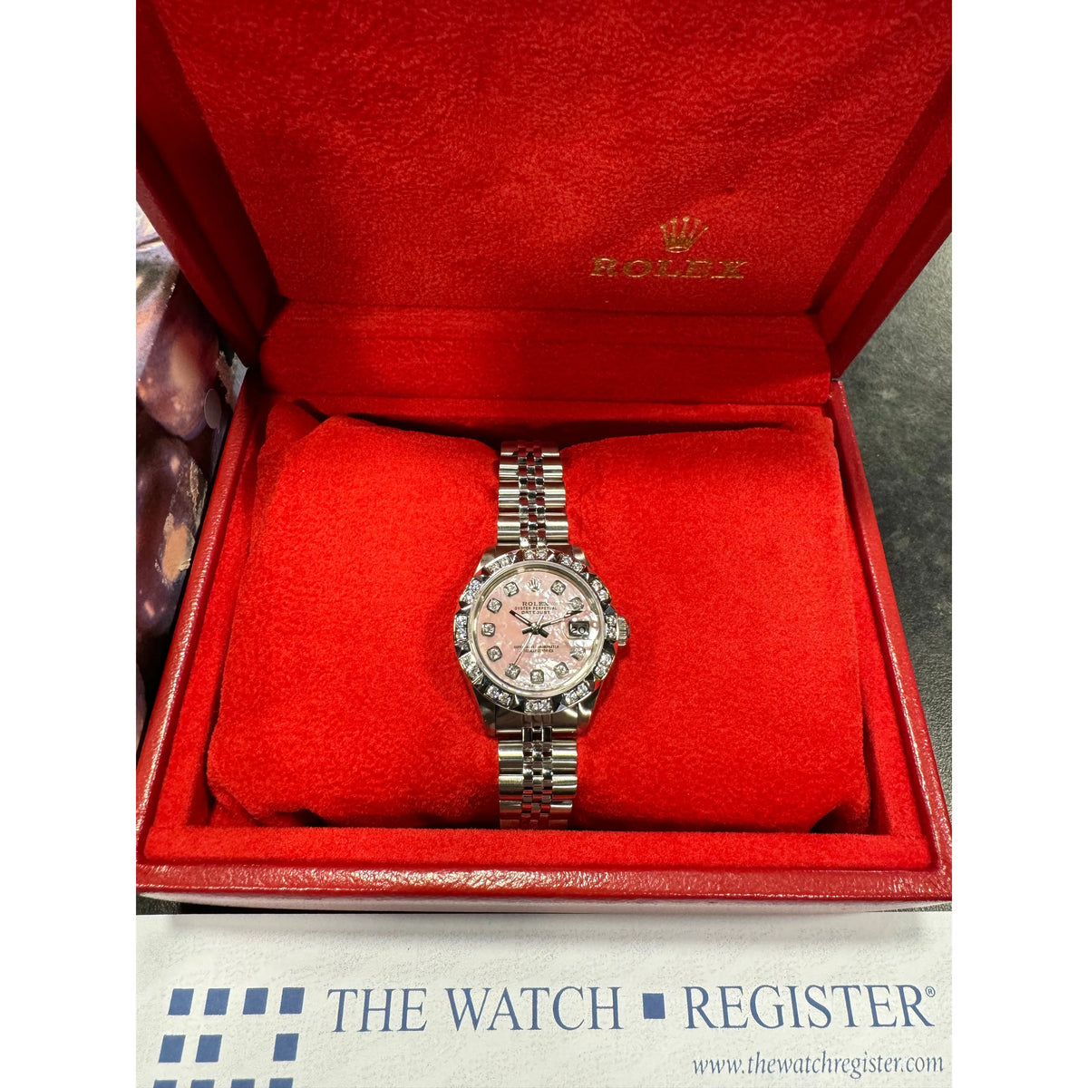 Ladies Rolex Datejust 26mm Pink MOP Face & Diamond Bezel