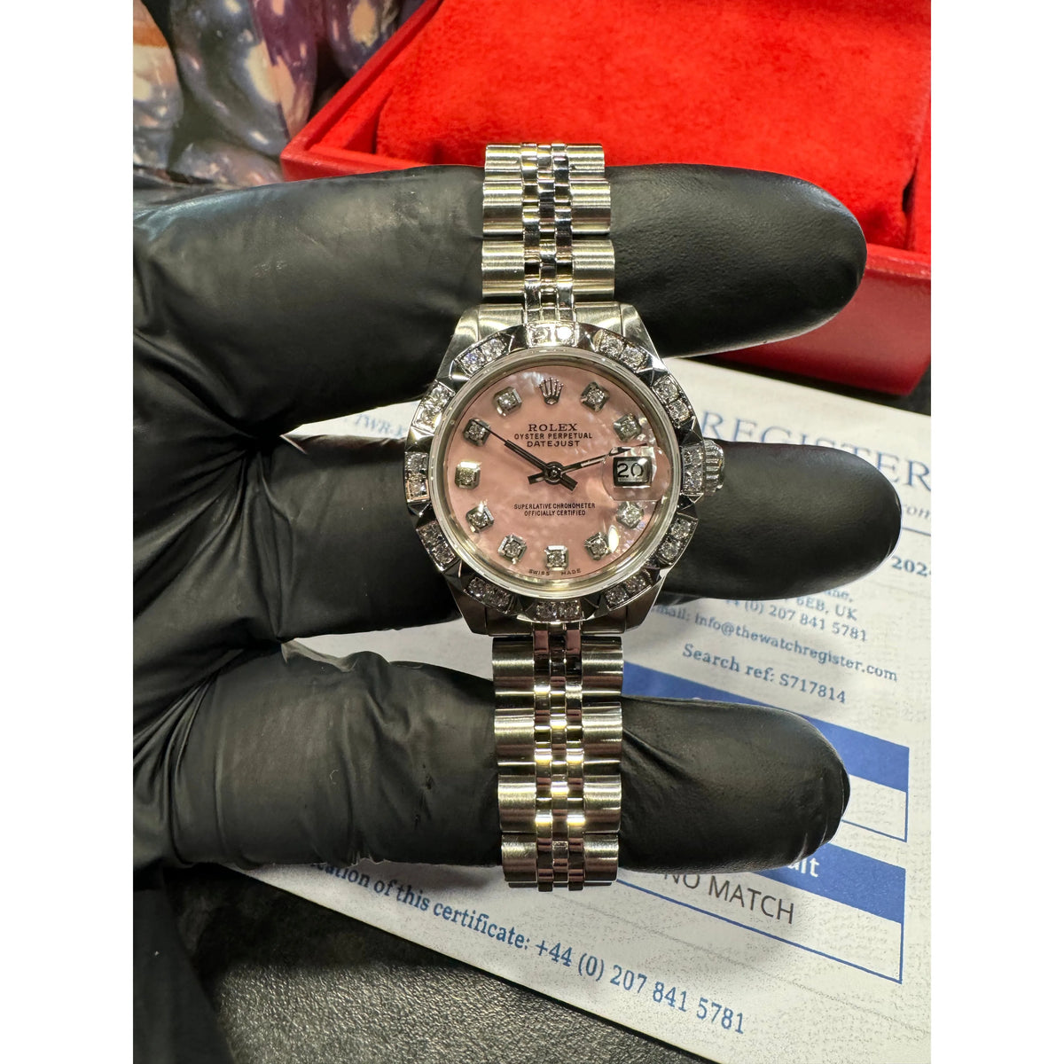 Ladies Rolex Datejust 26mm Pink MOP Face & Diamond Bezel