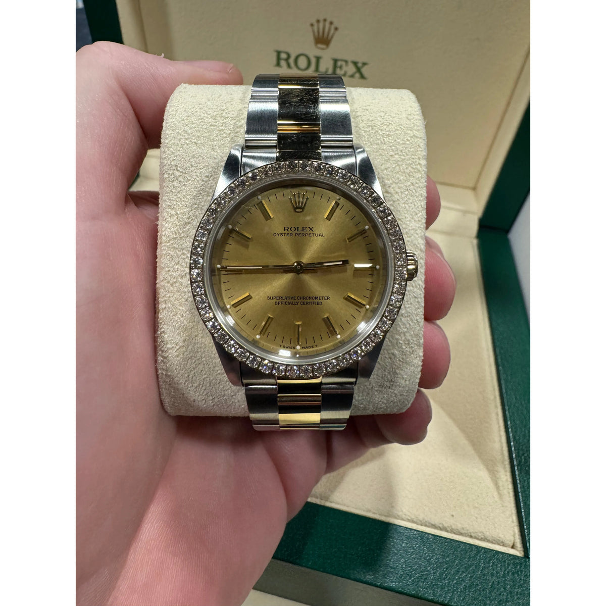 1994 Rolex Oyster Perpetual Factory Diamond Bezel 34 14203