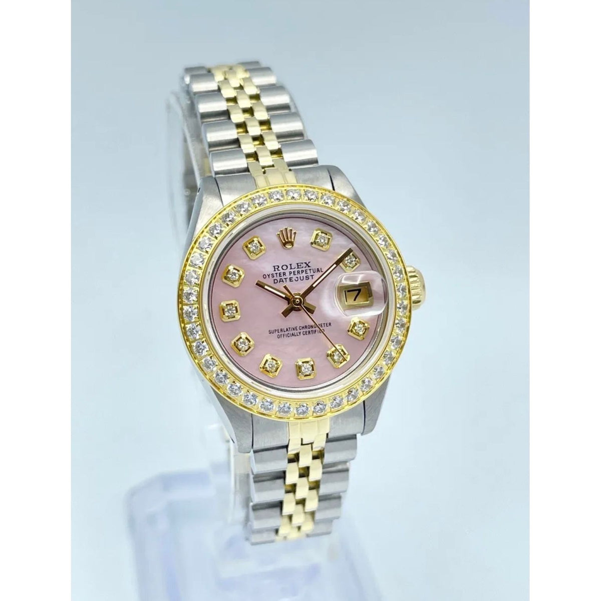 Rolex Datejust 26mm 6917 Pink Diamond Face & Diamond Bezel Bi Metal