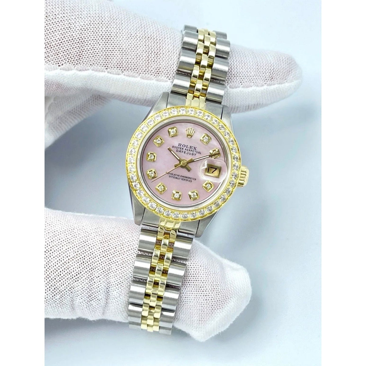 Rolex Datejust 26mm 6917 Pink Diamond Face & Diamond Bezel Bi Metal