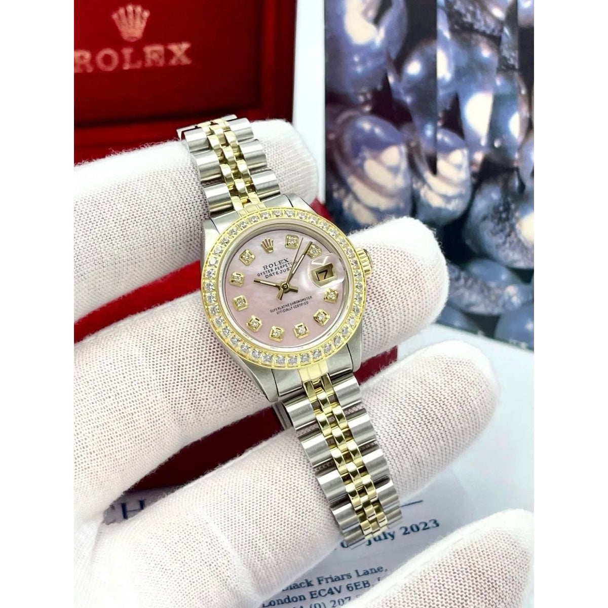 Rolex Datejust 26mm 6917 Pink Diamond Face & Diamond Bezel Bi Metal