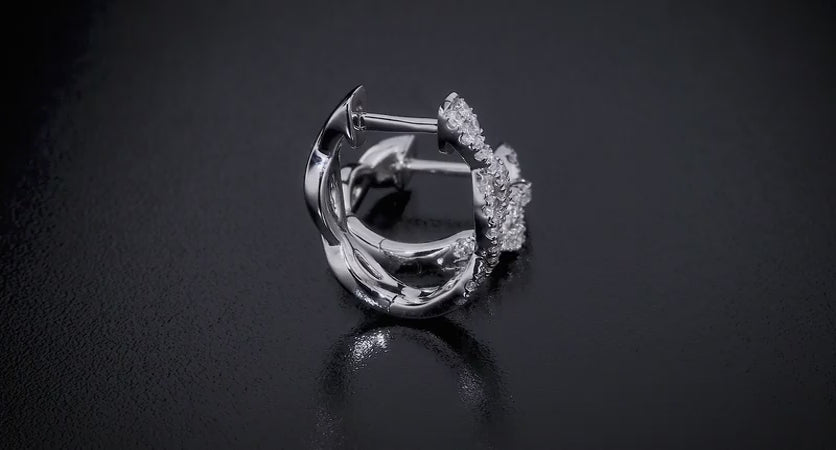 0.30ctw Round Brilliant Cut Diamond Twist Hoop Earrings 18ct White Gold