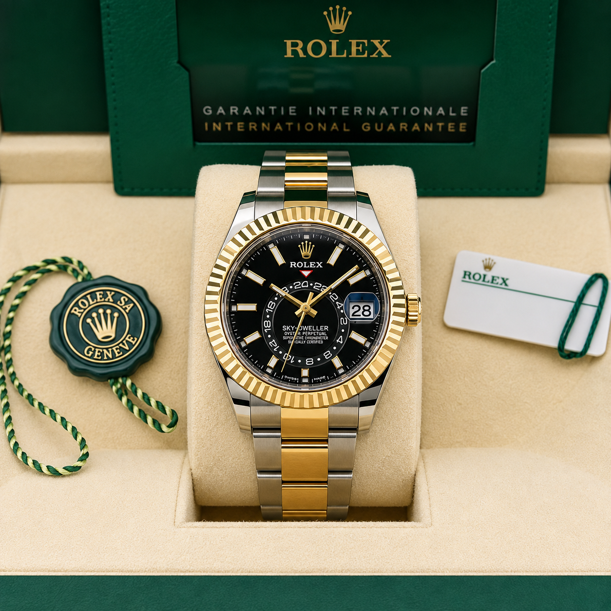 2023 Rolex Sky Dweller 326933 42 mm White Dial Gold Bi-Metal Oyster Box No Papers (Copy)