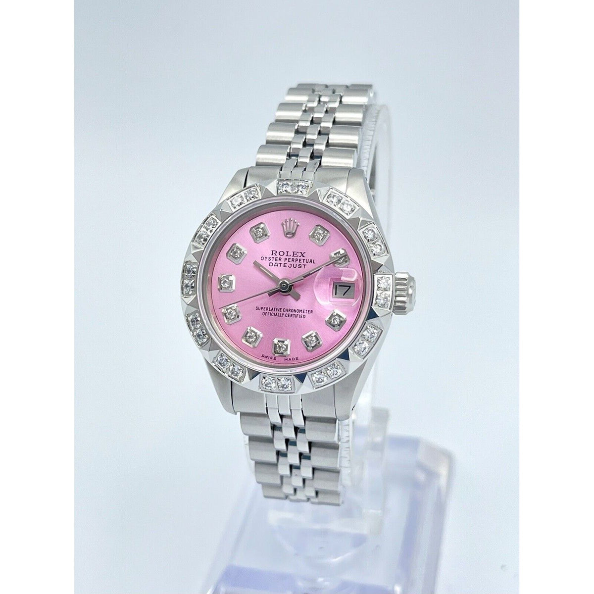 1978 Ladies Rolex Datejust 26mm 6917 Pink Diamond Dial Jubilee Pyramid Diamond Bezel