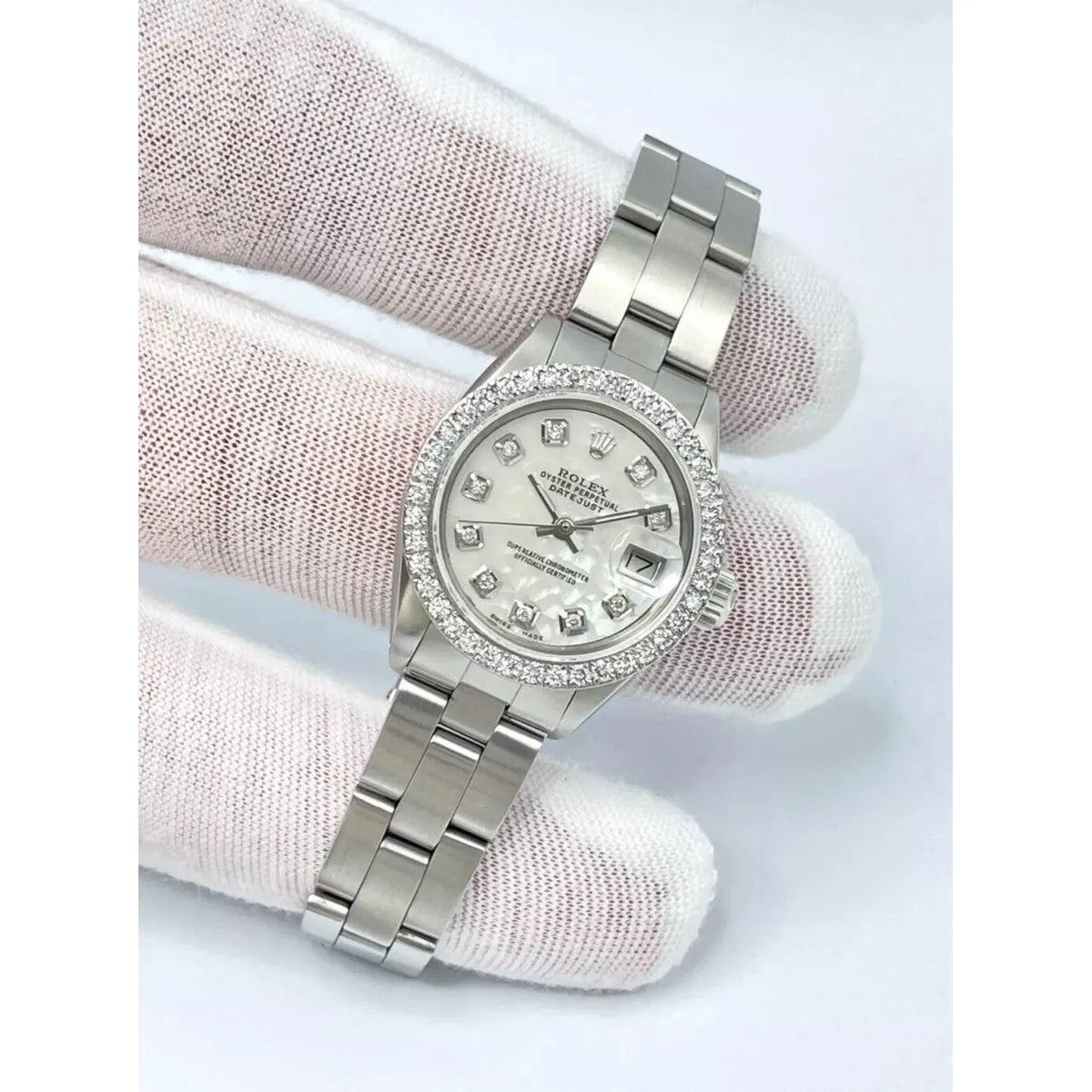 Ladies Rolex Datejust 26mm 6916 Pearl MOP Diamond Dial Diamond Bezel Oyster