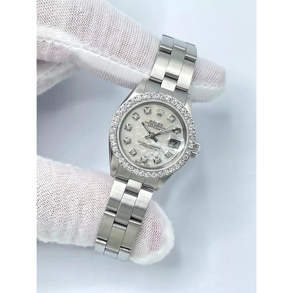 Ladies Rolex Datejust 26mm 6916 Pearl MOP Diamond Dial Diamond Bezel Oyster