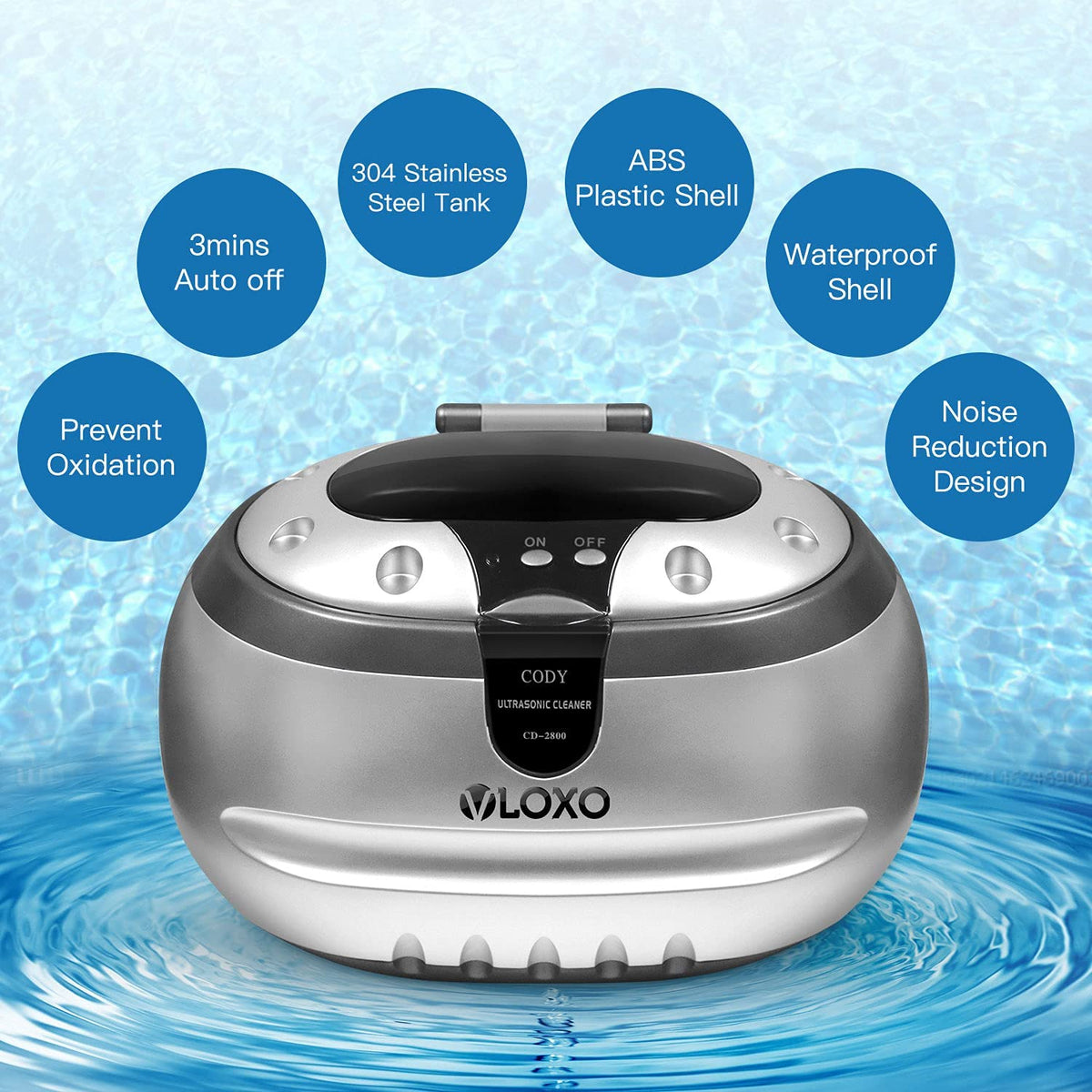 VLOXO CD-2800 Ultrasonic Cleaner Jewellery Cleaner 600ml 50W